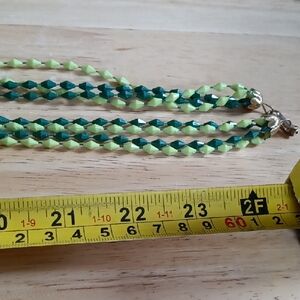 Vintage 4 Strand Green Beaded Necklace